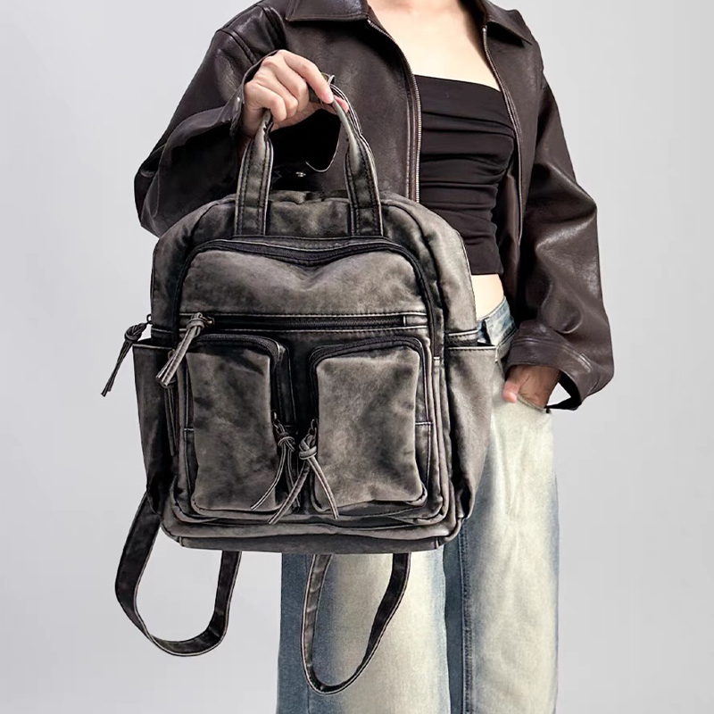 Leather Backpack Vintage - Mochilas de cuero Pu laadas suaves