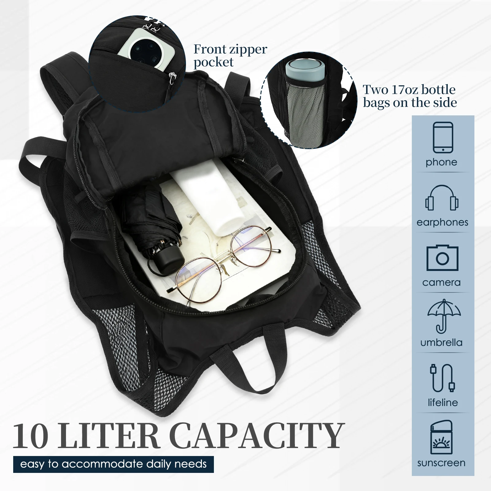 Mochila pequeña de 10L para se - Foldable Backpack Small reseña y precio