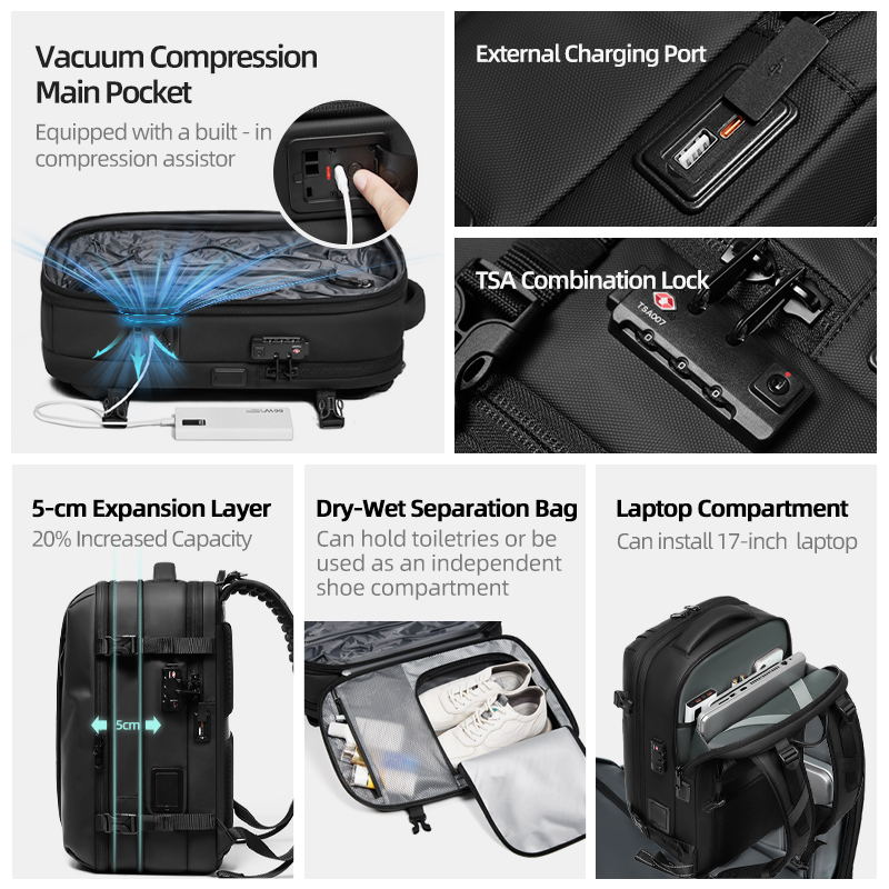 Mochila de Viaje para Hombre c - Travel Backpack Anti Theft reseña y precio