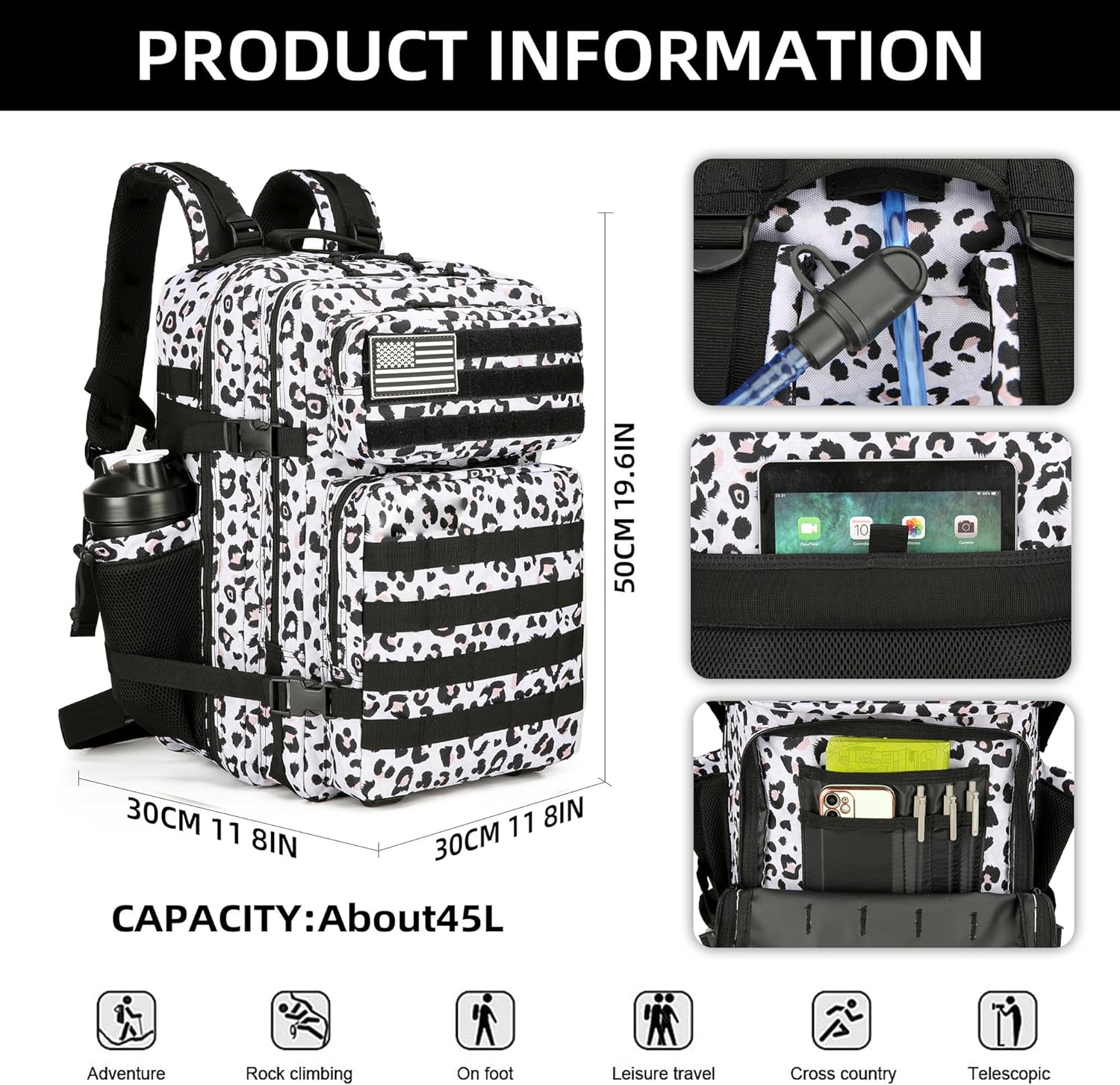 Mochila táctica grande de 45L  - Rucksack Military Style reseña y precio
